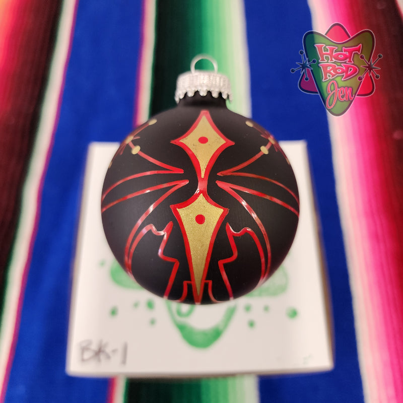 Hand pinstriped/painted glass ornament by Hot Rod Jen