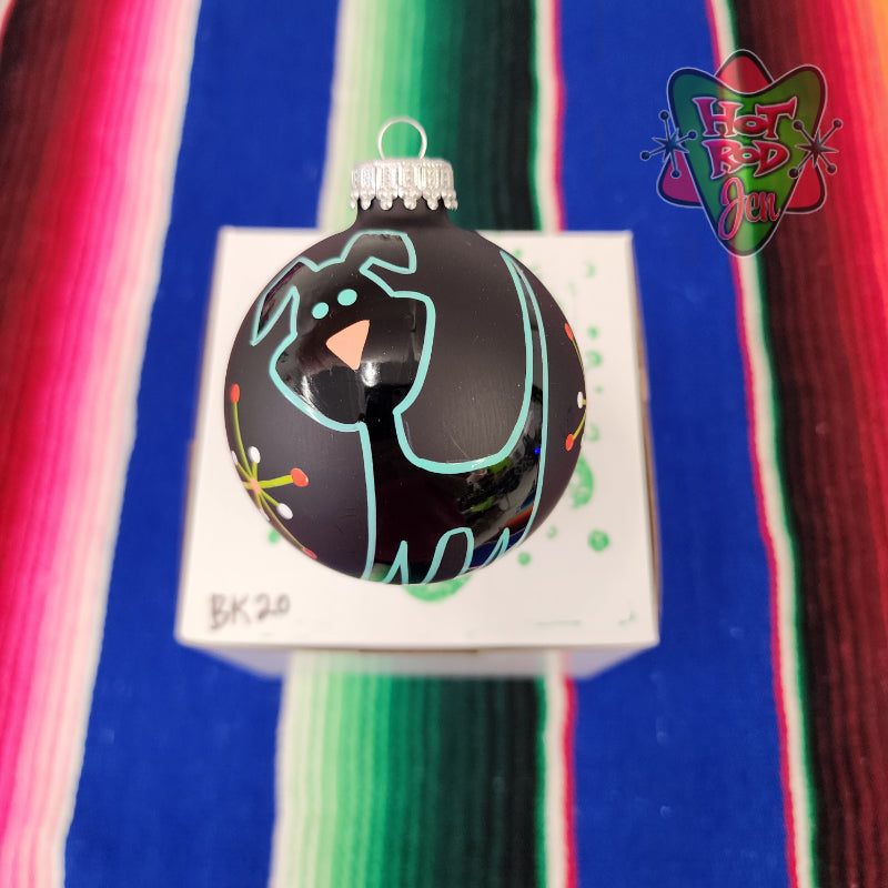 Hand pinstriped/painted glass ornament by Hot Rod Jen