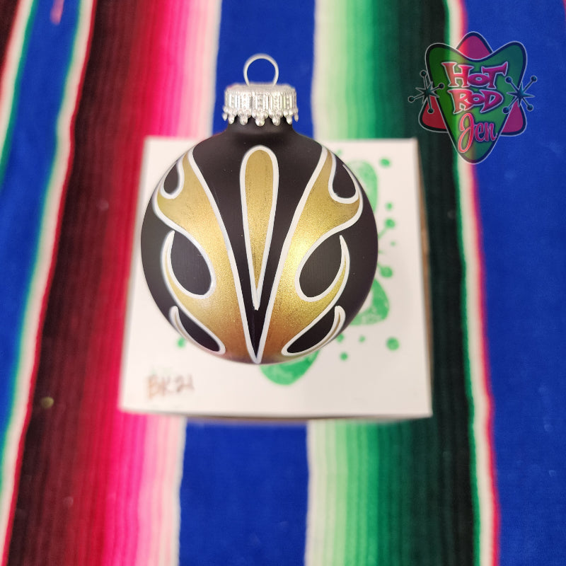 Hand pinstriped/painted glass ornament by Hot Rod Jen