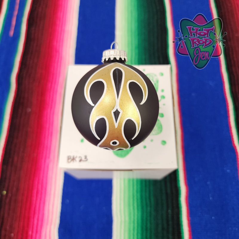 Hand pinstriped/painted glass ornament by Hot Rod Jen