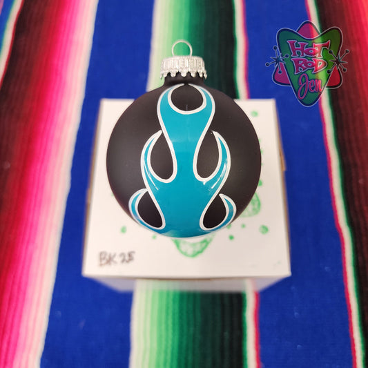 Hand pinstriped/painted glass ornament by Hot Rod Jen