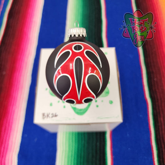 Hand pinstriped/painted glass ornament by Hot Rod Jen