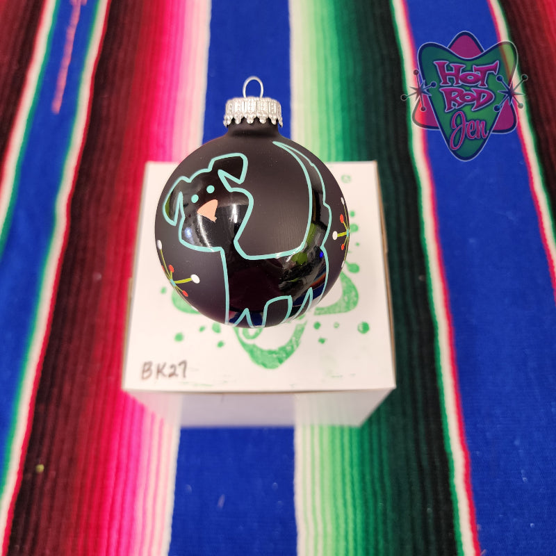 Hand pinstriped/painted glass ornament by Hot Rod Jen