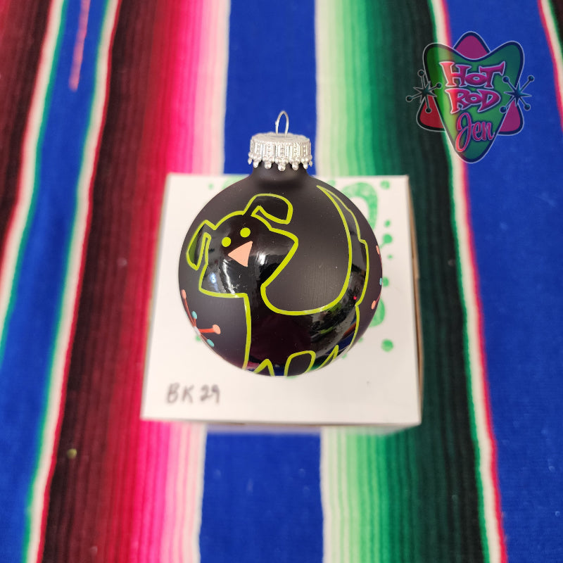 Hand pinstriped/painted glass ornament by Hot Rod Jen