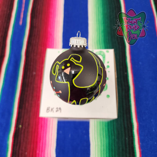 Hand pinstriped/painted glass ornament by Hot Rod Jen