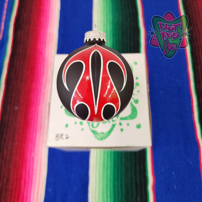 Hand pinstriped/painted glass ornament by Hot Rod Jen