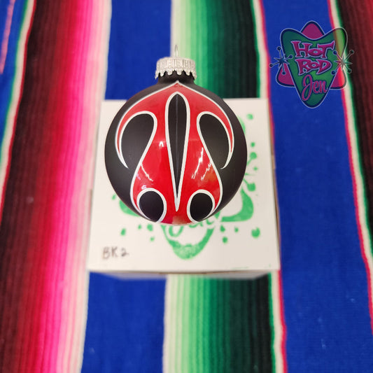 Hand pinstriped/painted glass ornament by Hot Rod Jen
