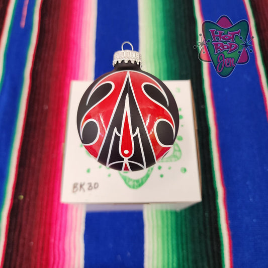 Hand pinstriped/painted glass ornament by Hot Rod Jen