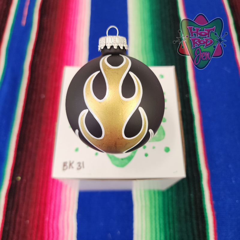 Hand pinstriped/painted glass ornament by Hot Rod Jen