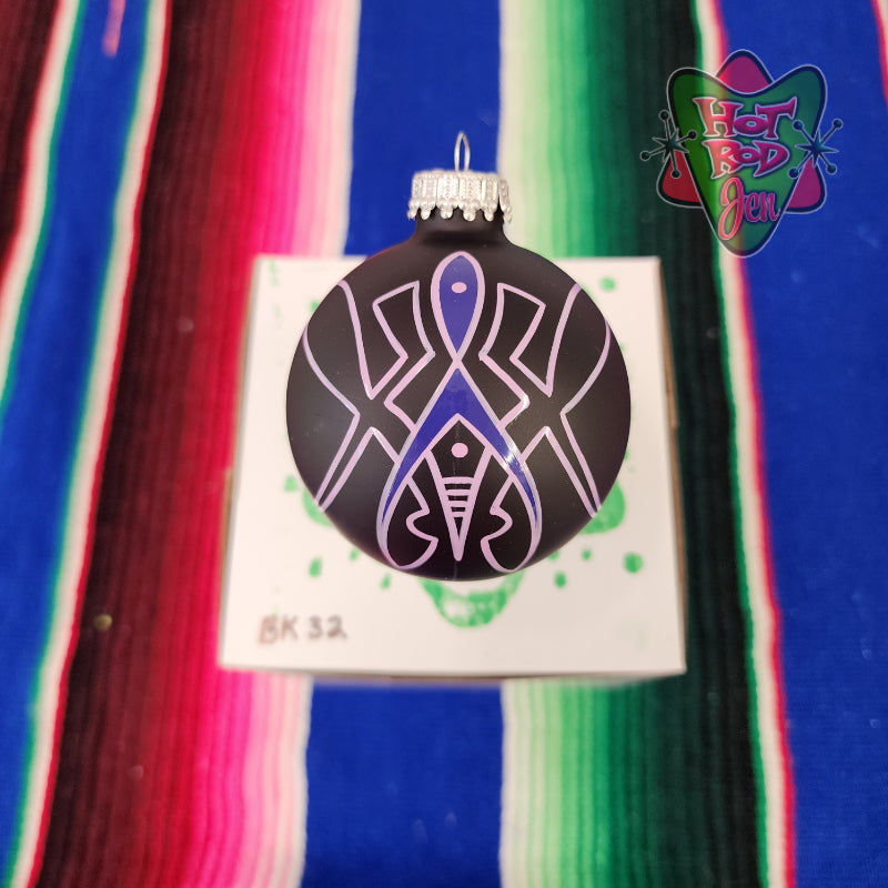 Hand pinstriped/painted glass ornament by Hot Rod Jen