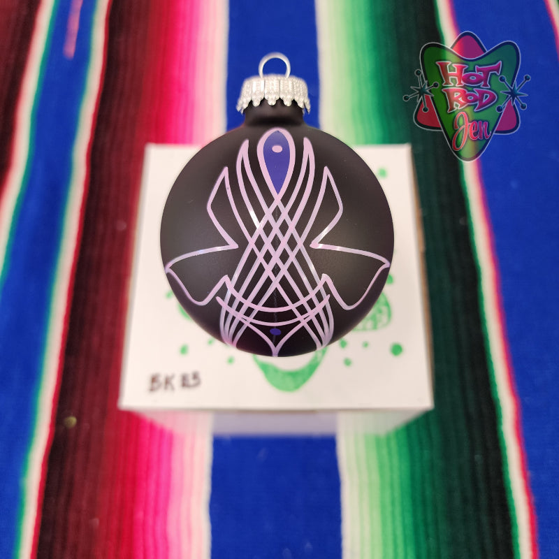 Hand pinstriped/painted glass ornament by Hot Rod Jen