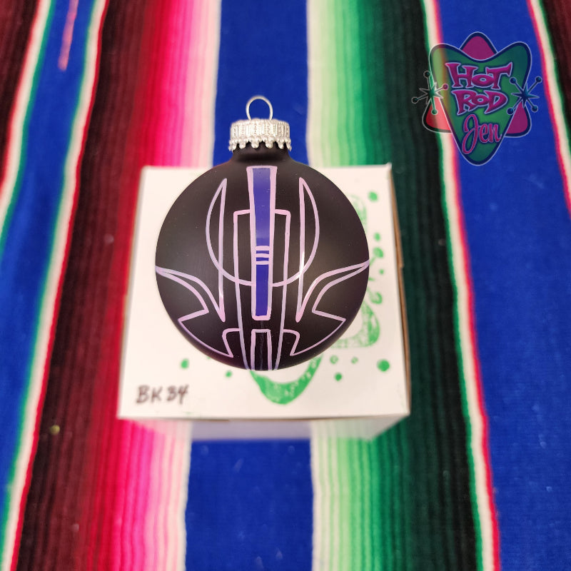 Hand pinstriped/painted glass ornament by Hot Rod Jen