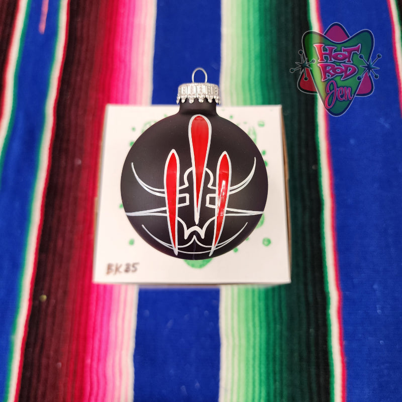 Hand pinstriped/painted glass ornament by Hot Rod Jen