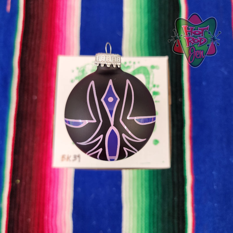 Hand pinstriped/painted glass ornament by Hot Rod Jen