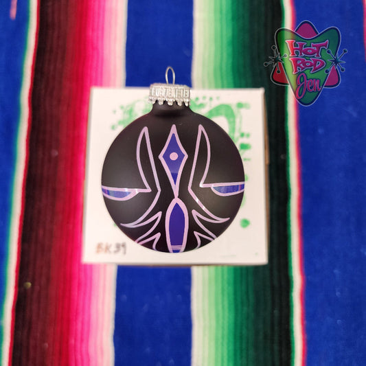 Hand pinstriped/painted glass ornament by Hot Rod Jen