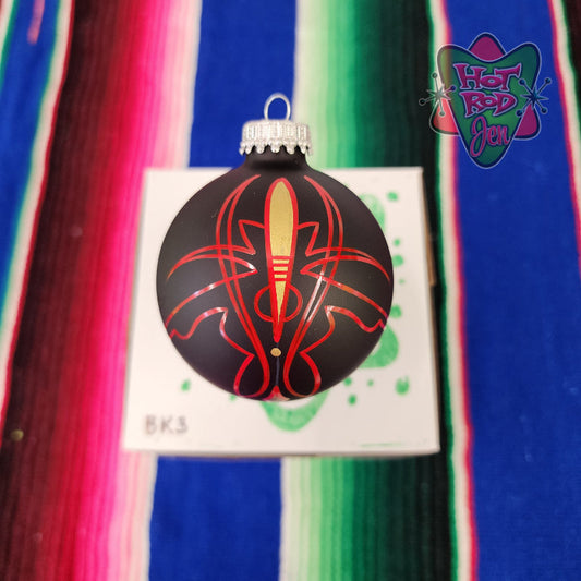 Hand pinstriped/painted glass ornament by Hot Rod Jen