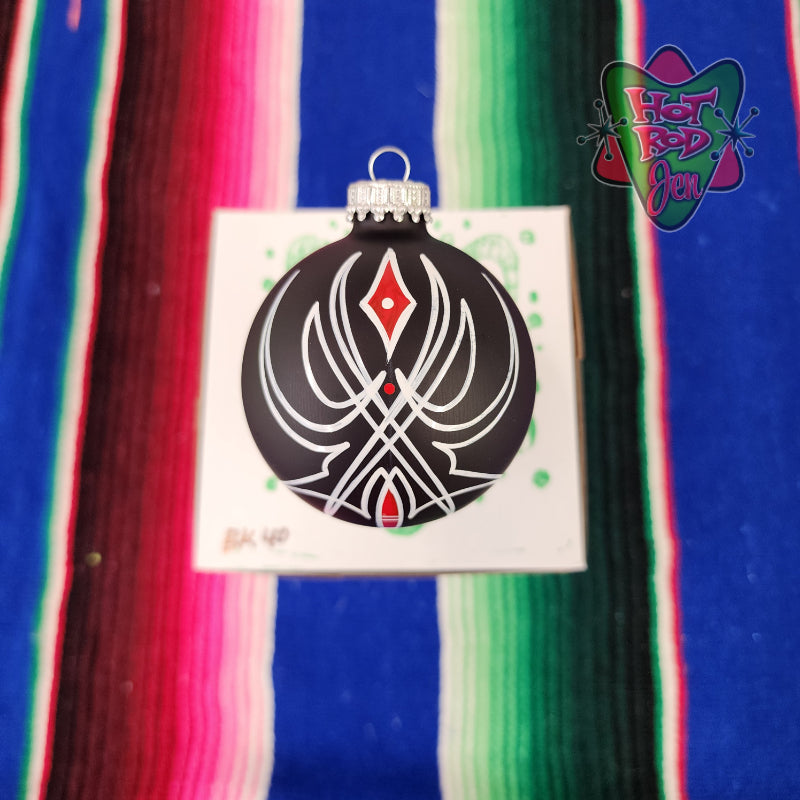 Hand pinstriped/painted glass ornament by Hot Rod Jen