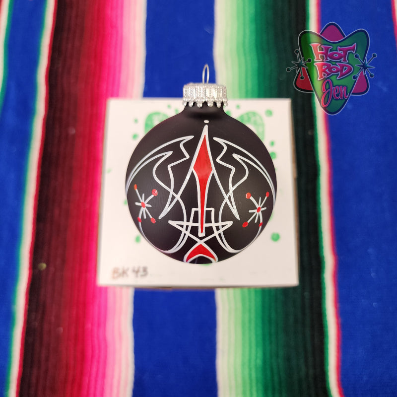 Hand pinstriped/painted glass ornament by Hot Rod Jen