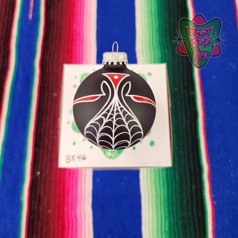 Hand pinstriped/painted glass ornament by Hot Rod Jen