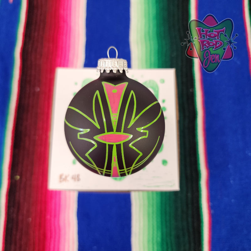Hand pinstriped/painted glass ornament by Hot Rod Jen
