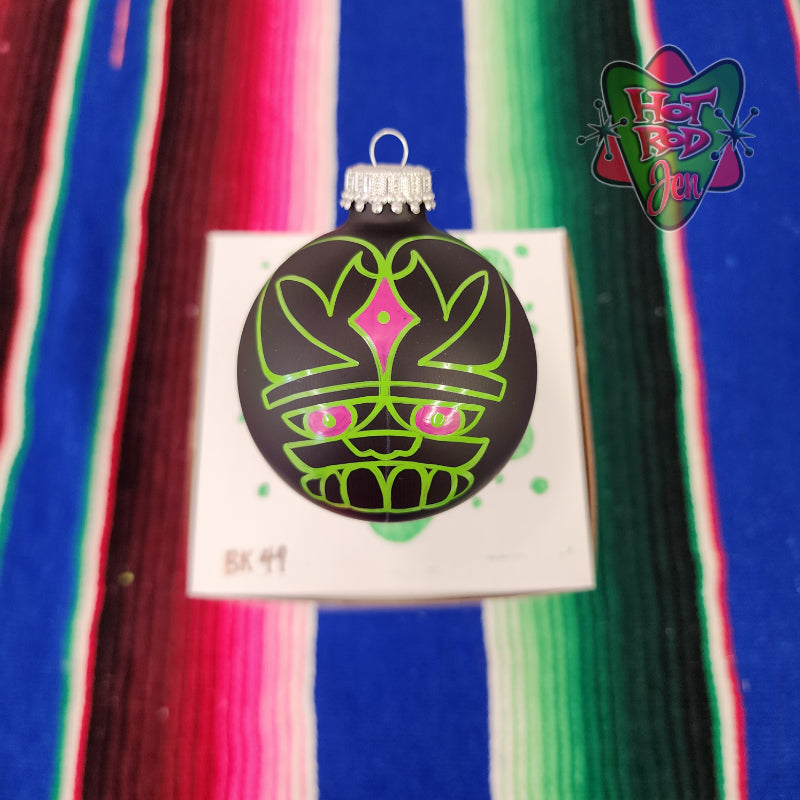 Hand pinstriped/painted glass ornament by Hot Rod Jen