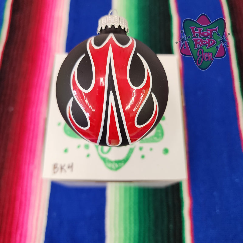 Hand pinstriped/painted glass ornament by Hot Rod Jen