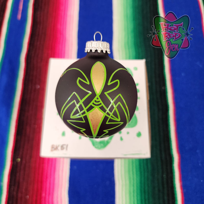 Hand pinstriped/painted glass ornament by Hot Rod Jen