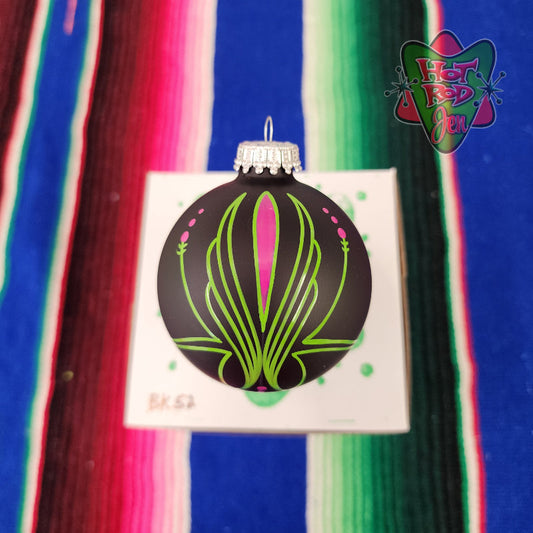 Hand pinstriped/painted glass ornament by Hot Rod Jen