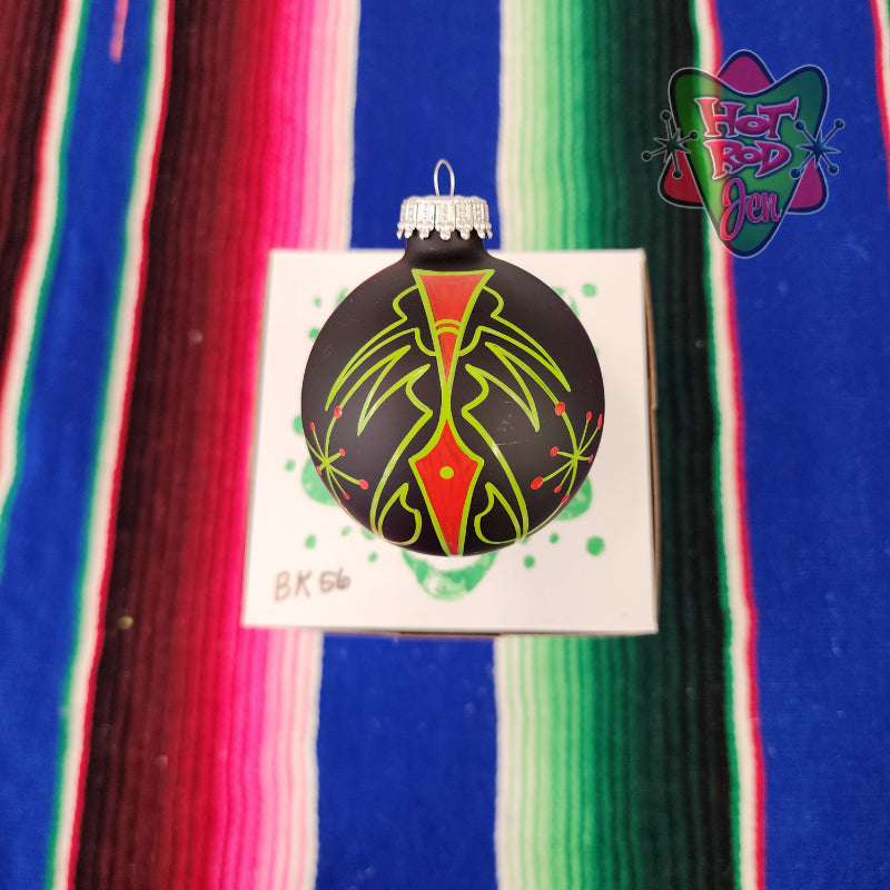 Hand pinstriped/painted glass ornament by Hot Rod Jen