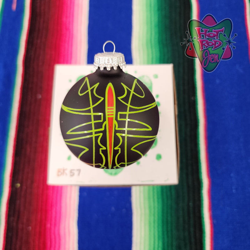 Hand pinstriped/painted glass ornament by Hot Rod Jen