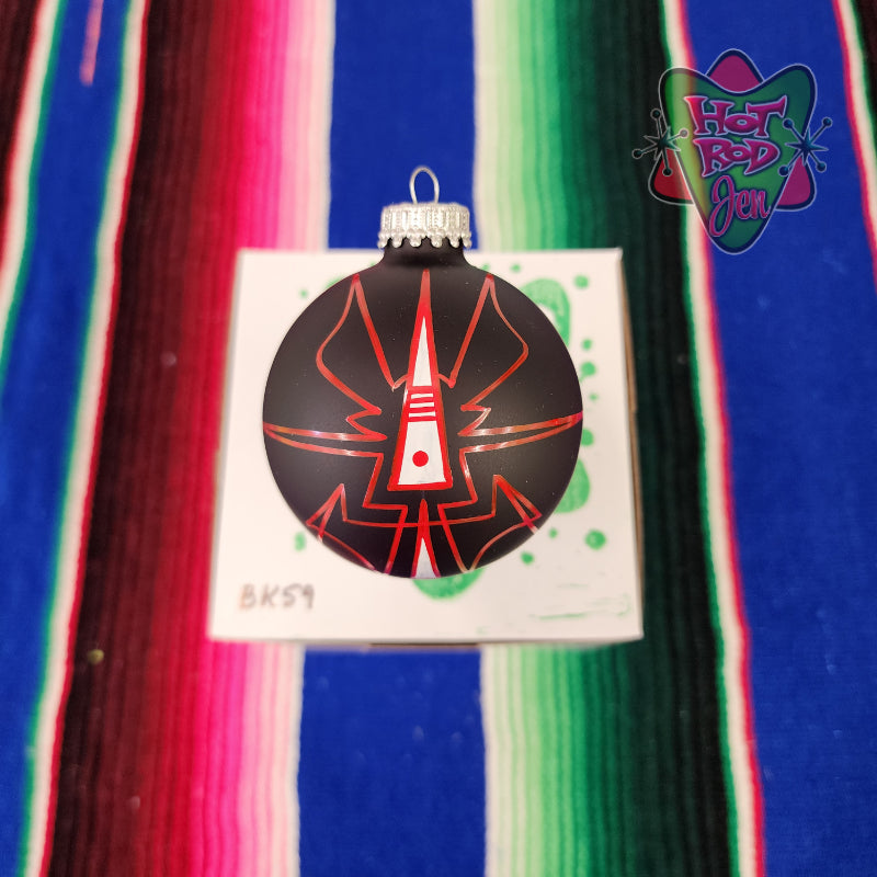 Hand pinstriped/painted glass ornament by Hot Rod Jen