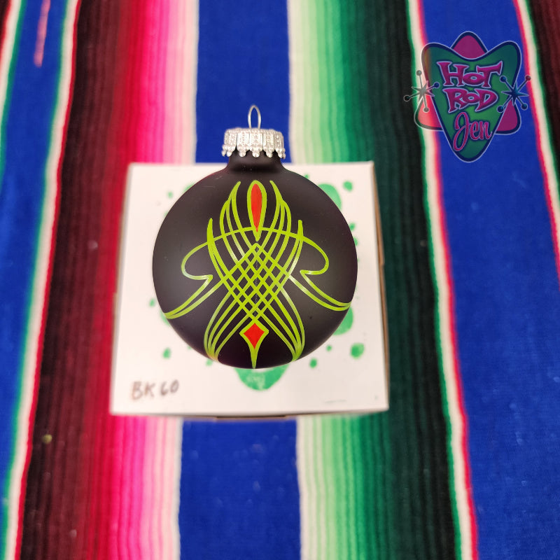 Hand pinstriped/painted glass ornament by Hot Rod Jen