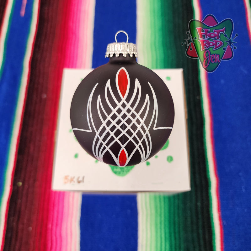 Hand pinstriped/painted glass ornament by Hot Rod Jen