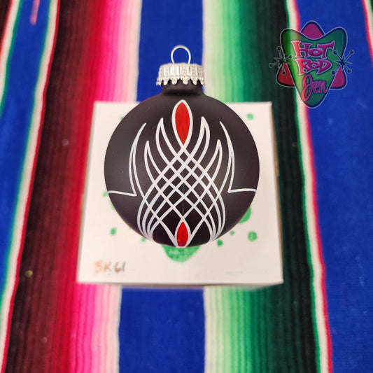 Hand pinstriped/painted glass ornament by Hot Rod Jen