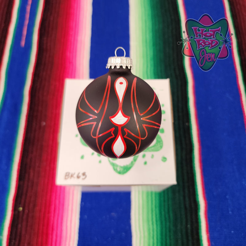 Hand pinstriped/painted glass ornament by Hot Rod Jen