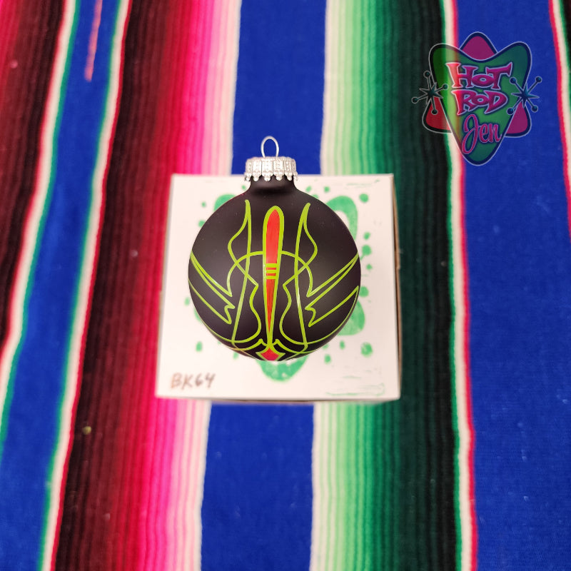 Hand pinstriped/painted glass ornament by Hot Rod Jen