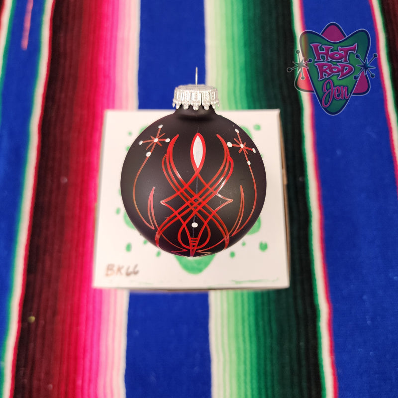 Hand pinstriped/painted glass ornament by Hot Rod Jen