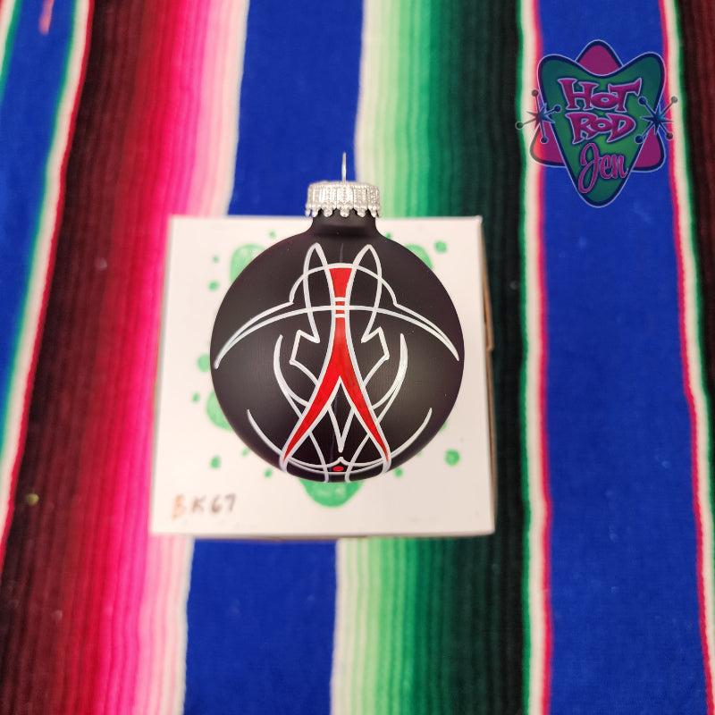 Hand pinstriped/painted glass ornament by Hot Rod Jen