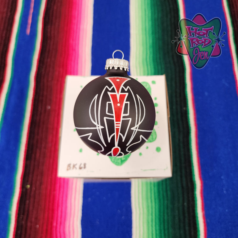 Hand pinstriped/painted glass ornament by Hot Rod Jen