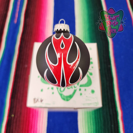 Hand pinstriped/painted glass ornament by Hot Rod Jen