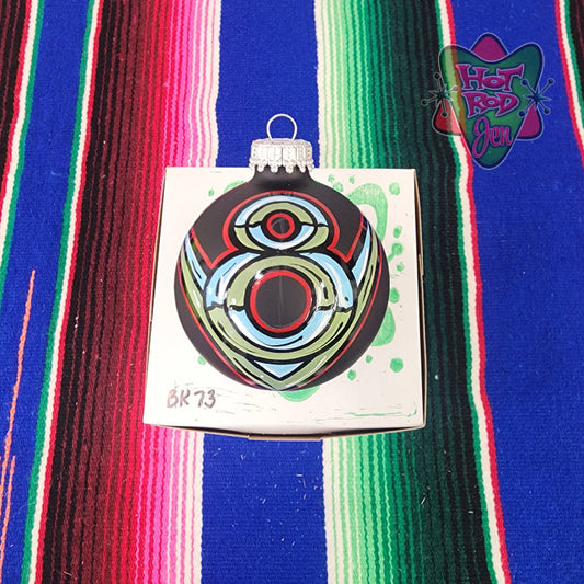 Hand pinstriped/painted glass ornament by Hot Rod Jen