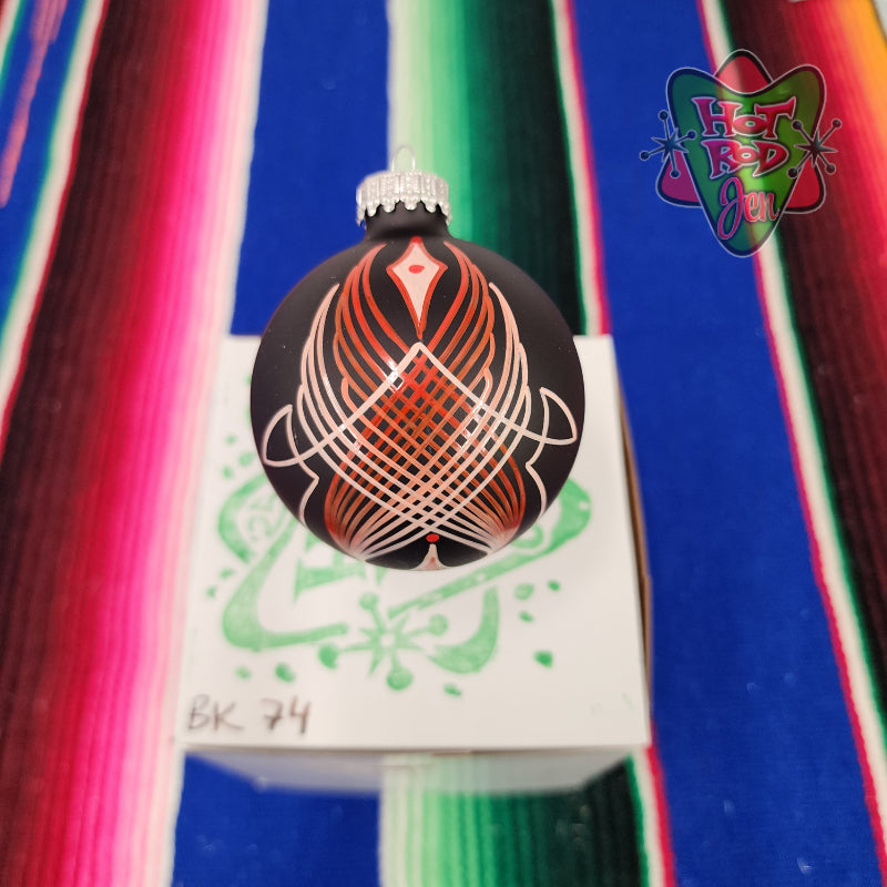 Hand pinstriped/painted glass ornament by Hot Rod Jen