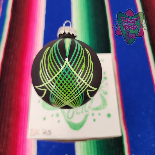 Hand pinstriped/painted glass ornament by Hot Rod Jen