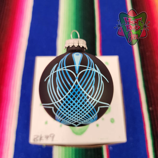 Hand pinstriped/painted glass ornament by Hot Rod Jen