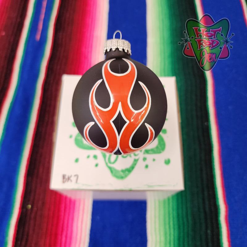 Hand pinstriped/painted glass ornament by Hot Rod Jen