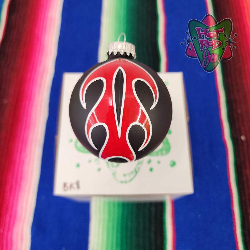 Hand pinstriped/painted glass ornament by Hot Rod Jen
