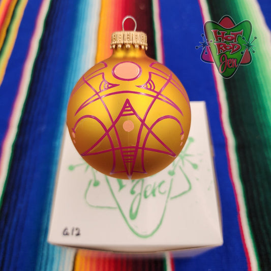 Hand pinstriped/painted glass ornament by Hot Rod Jen