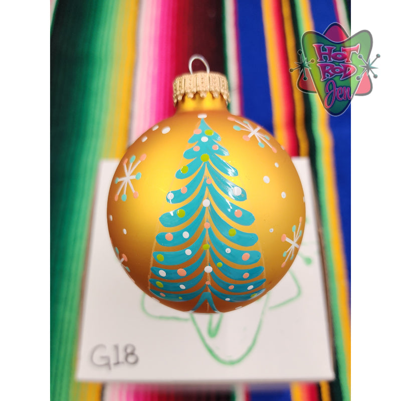 Hand pinstriped/painted glass ornament by Hot Rod Jen