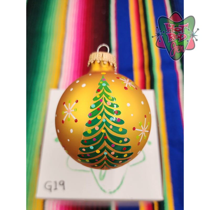 Hand pinstriped/painted glass ornament by Hot Rod Jen