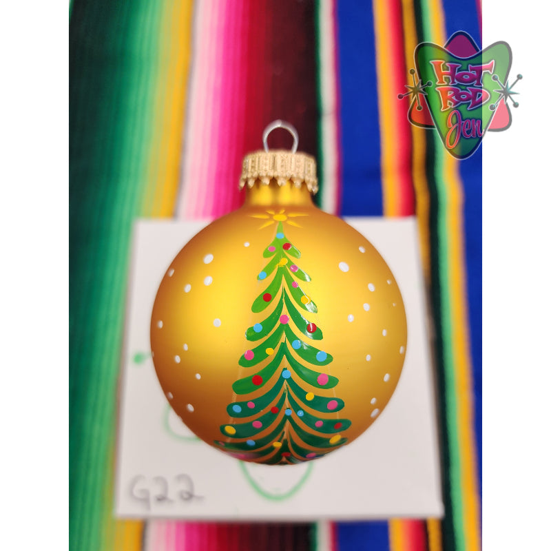 Hand pinstriped/painted glass ornament by Hot Rod Jen